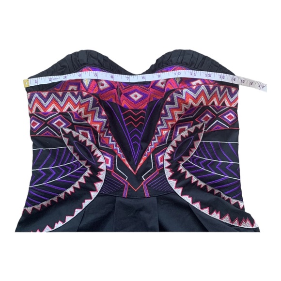 Karen Millen Aztec Embroidered Mini Dress Size 10 - Picture 9 of 13
